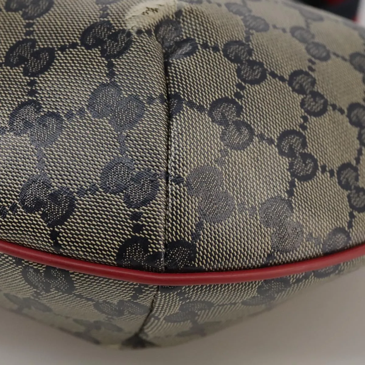 GUCCI GG Crystal Sherry Line Shoulder Bag Red Navy gold 181092 106238