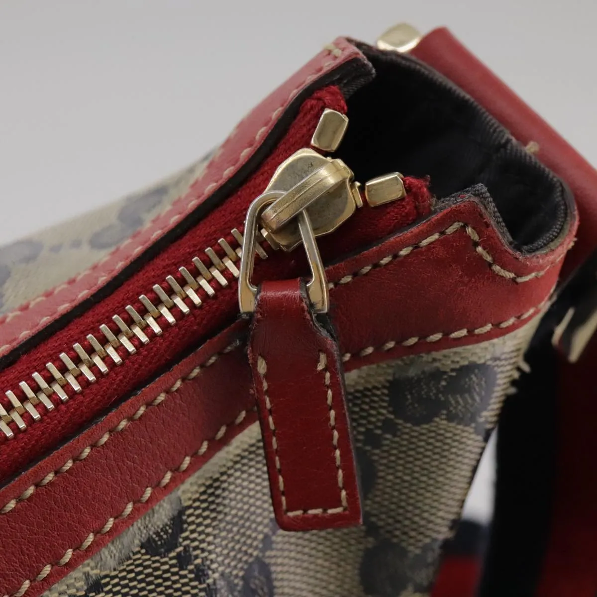 GUCCI GG Crystal Sherry Line Shoulder Bag Red Navy gold 181092 106238