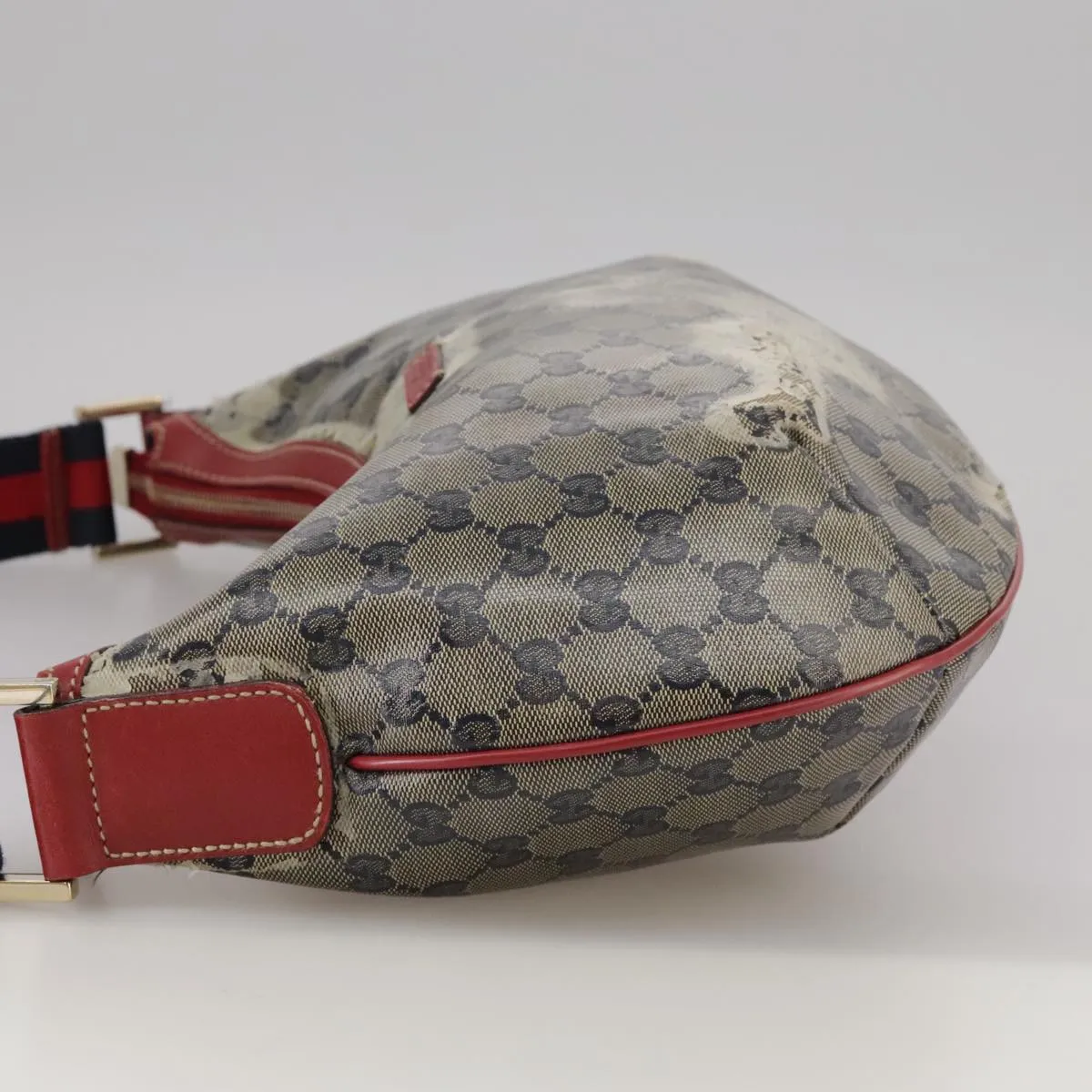 GUCCI GG Crystal Sherry Line Shoulder Bag Red Navy gold 181092 106238