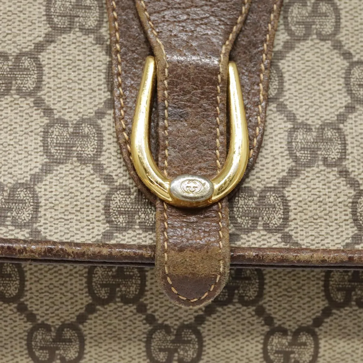 GUCCI GG Supreme Shoulder Bag PVC Beige Gold Silver 904 02 050 90654
