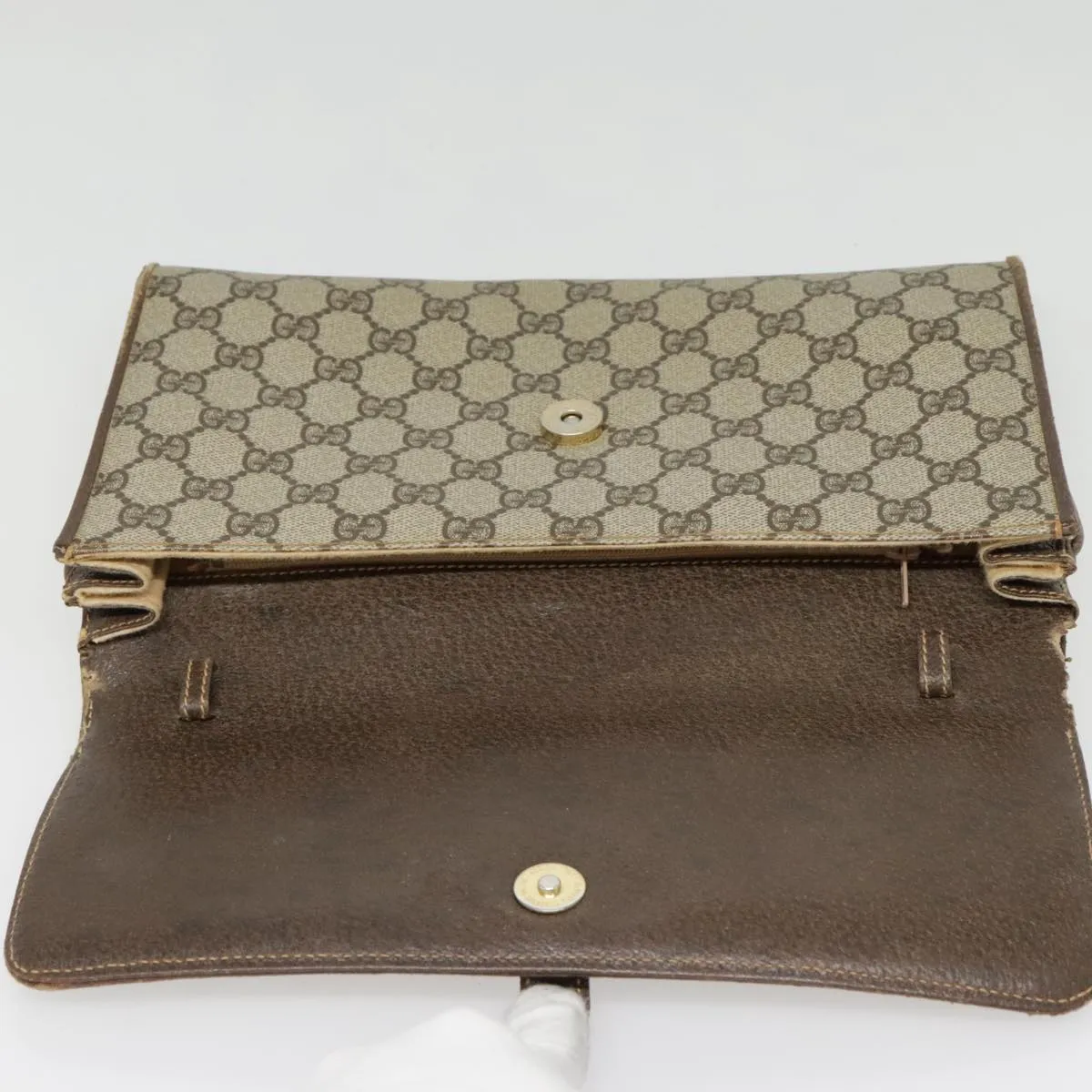GUCCI GG Supreme Shoulder Bag PVC Beige Gold Silver 904 02 050 90654