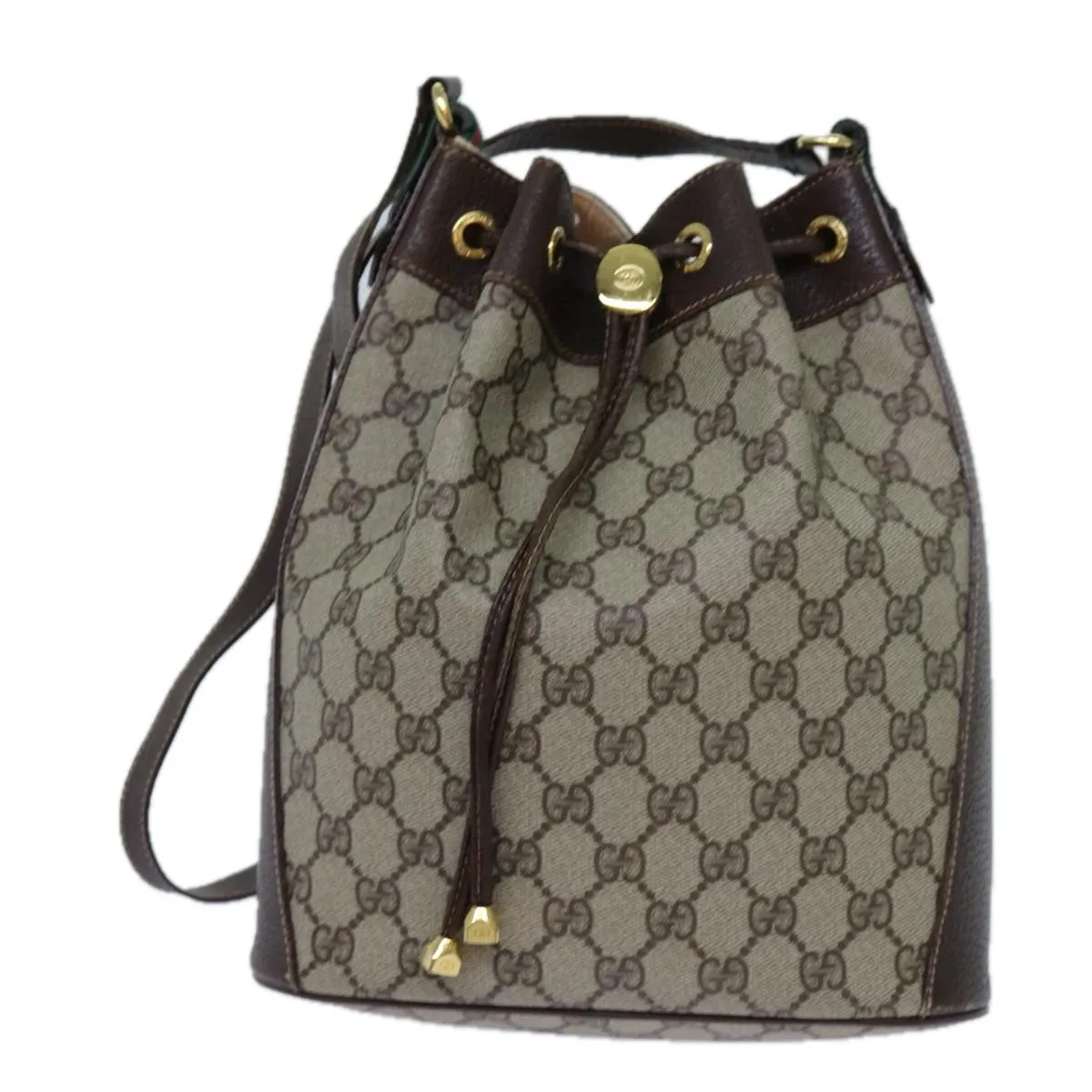 GUCCI GG Supreme Web Sherry Line Shoulder Bag PVC Beige 164 02 034 71812