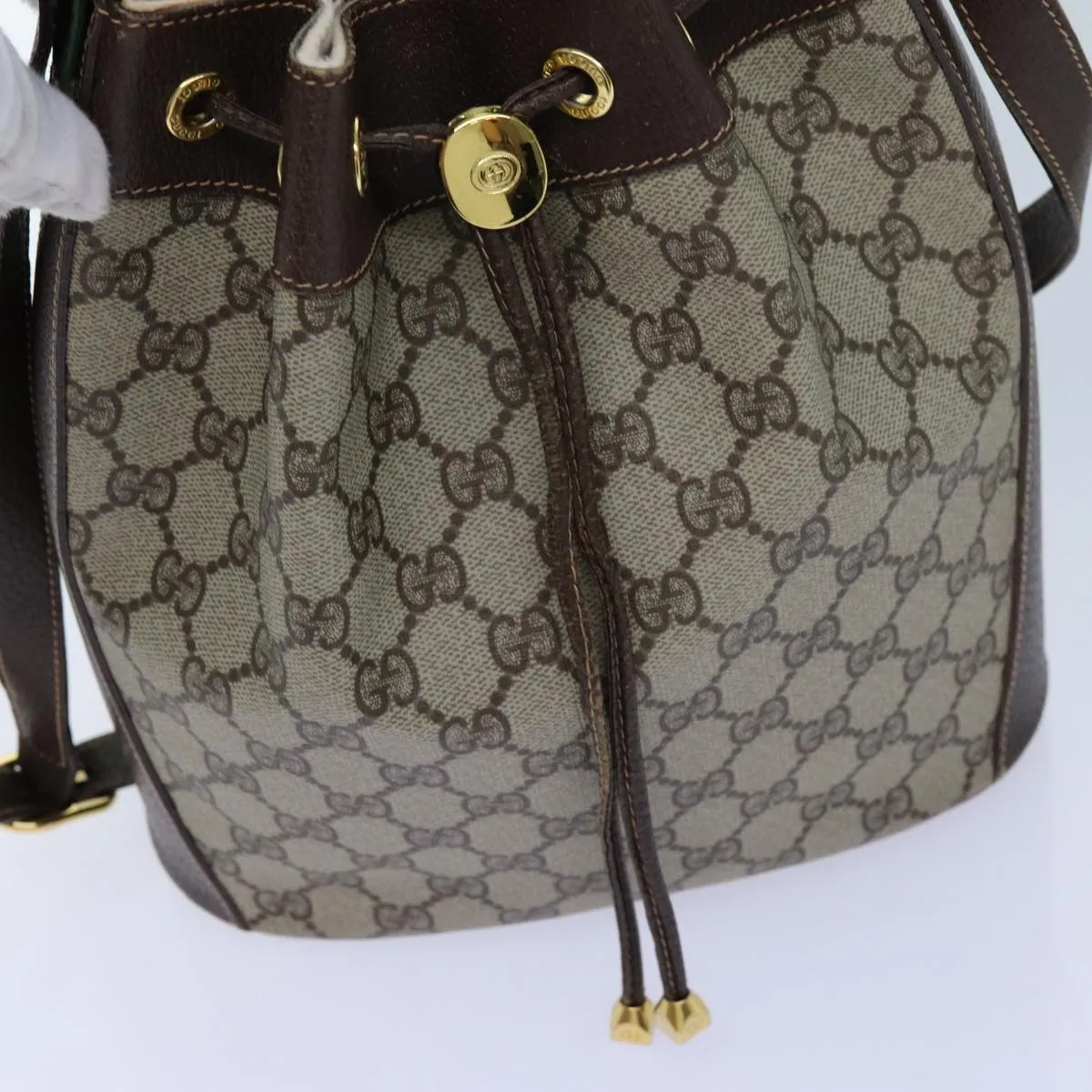 GUCCI GG Supreme Web Sherry Line Shoulder Bag PVC Beige 164 02 034 71812