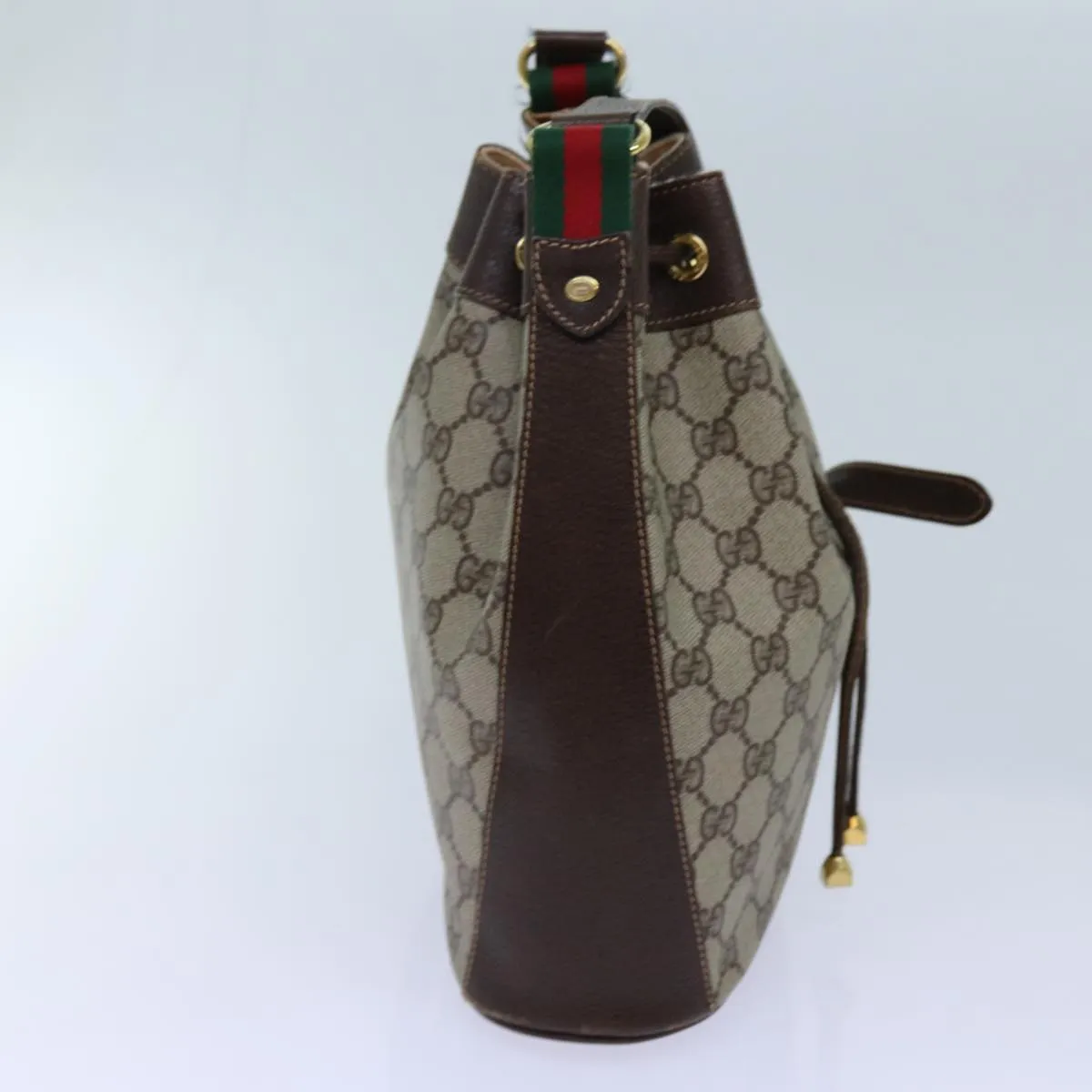 GUCCI GG Supreme Web Sherry Line Shoulder Bag PVC Beige 164 02 034 71812