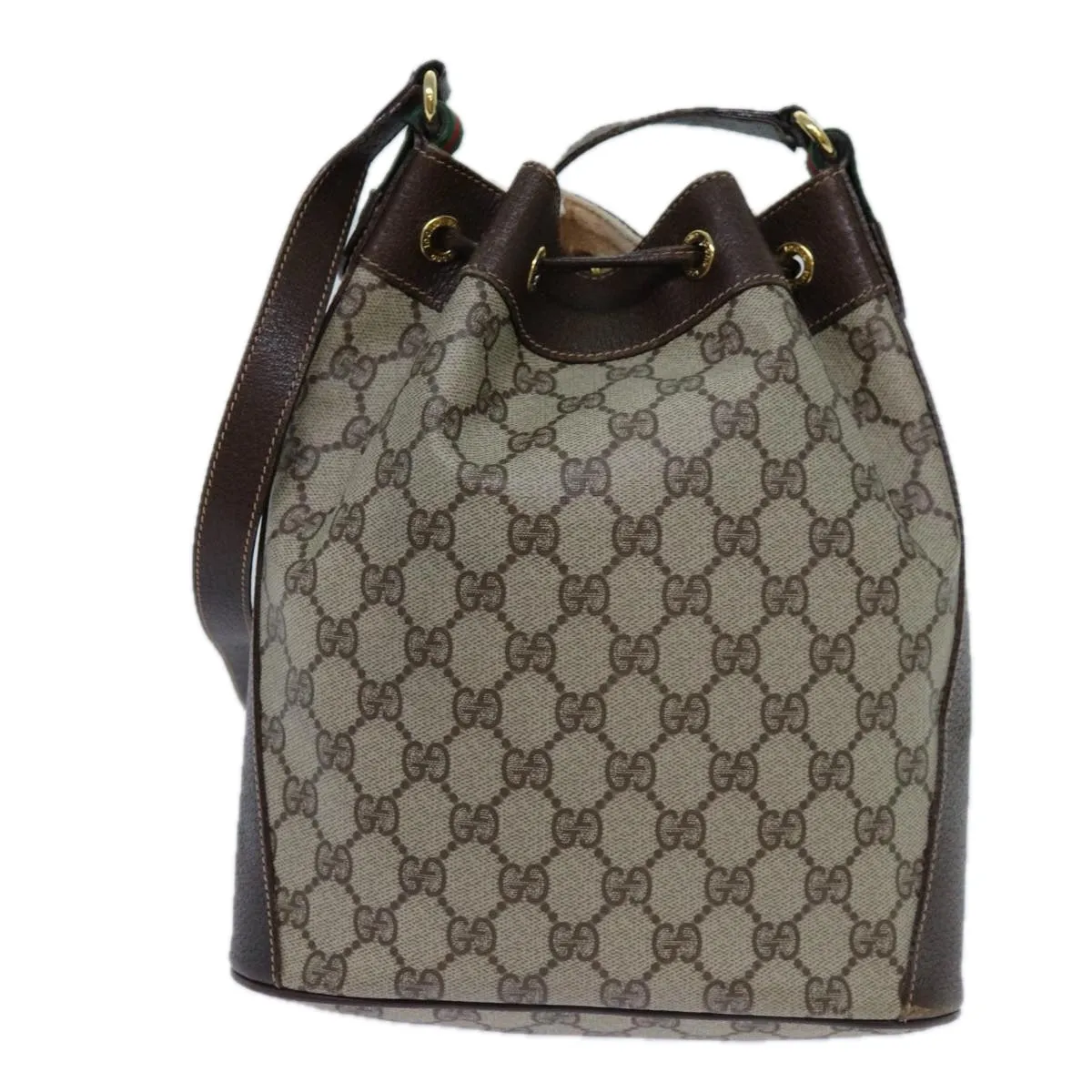 GUCCI GG Supreme Web Sherry Line Shoulder Bag PVC Beige 164 02 034 71812