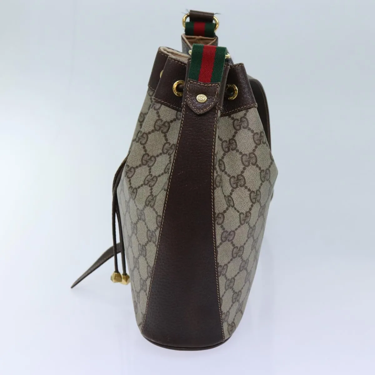 GUCCI GG Supreme Web Sherry Line Shoulder Bag PVC Beige 164 02 034 71812
