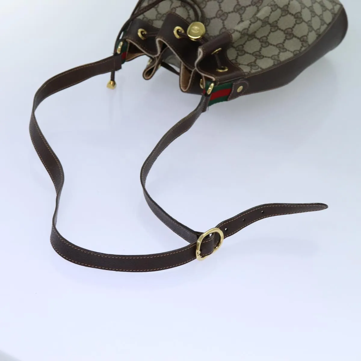 GUCCI GG Supreme Web Sherry Line Shoulder Bag PVC Beige 164 02 034 71812