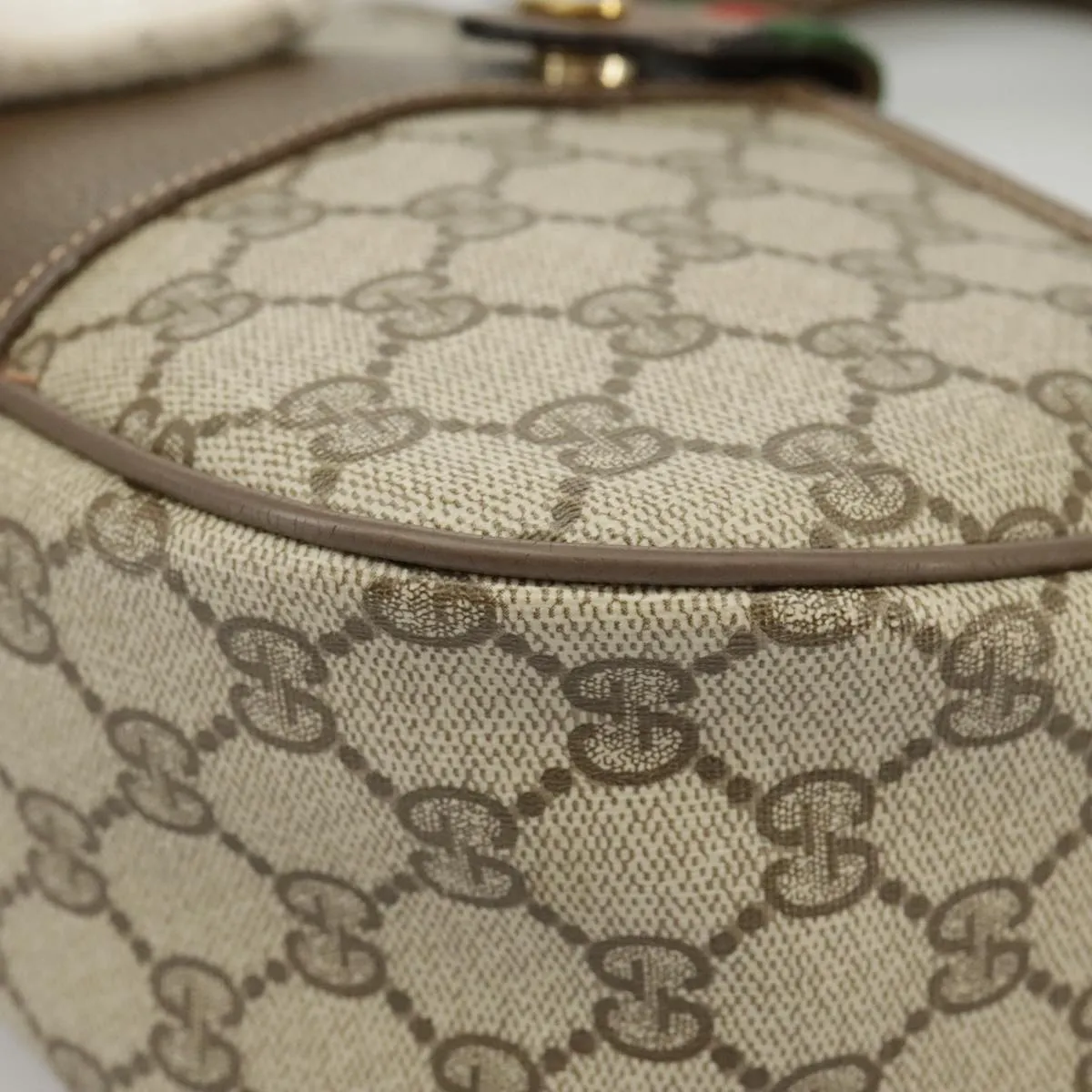 GUCCI GG Supreme Web Sherry Line Shoulder Bag PVC Beige 89 02 032 102467