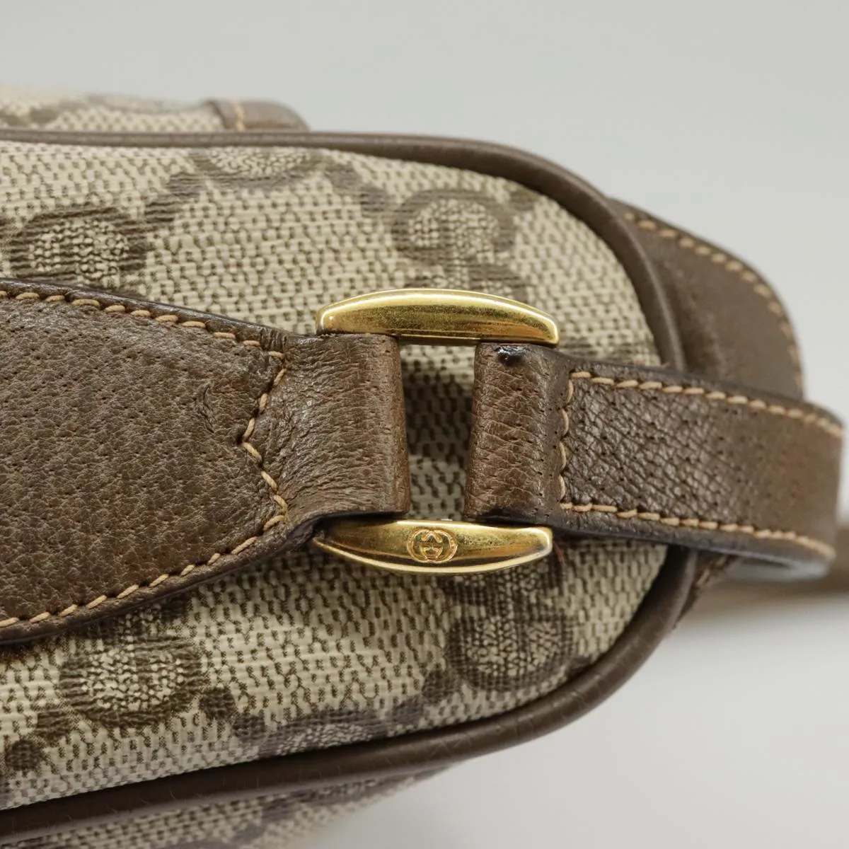 GUCCI GG Supreme Web Sherry Line Shoulder Bag PVC Beige 89 02 032 102467