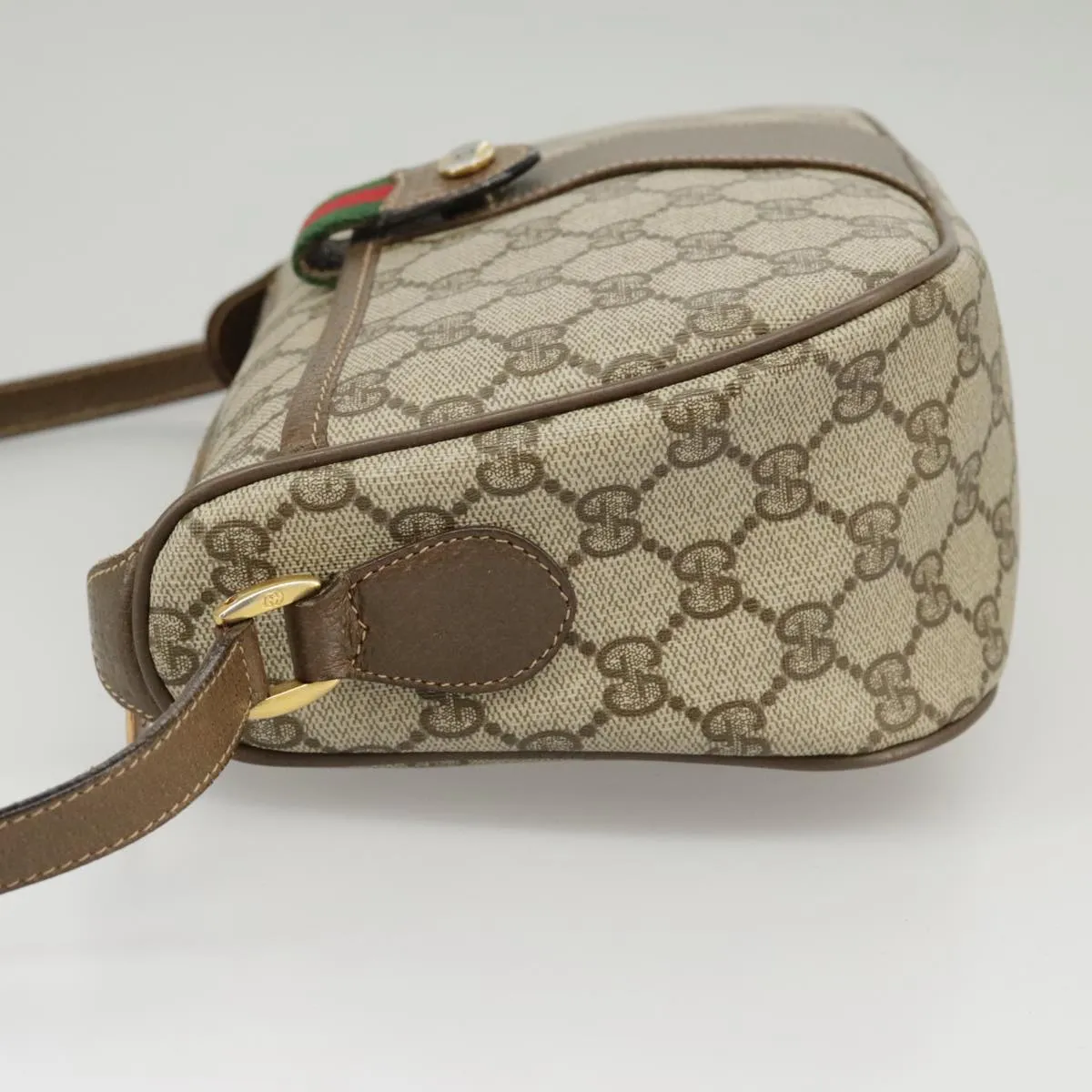 GUCCI GG Supreme Web Sherry Line Shoulder Bag PVC Beige 89 02 032 102467
