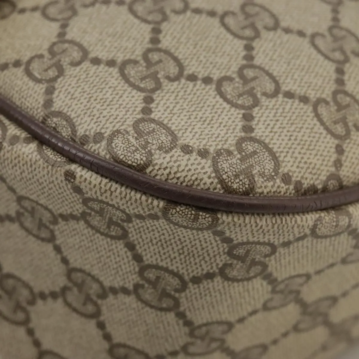 GUCCI GG Supreme Web Sherry Line Shoulder Bag PVC Beige 89 02 032 106357