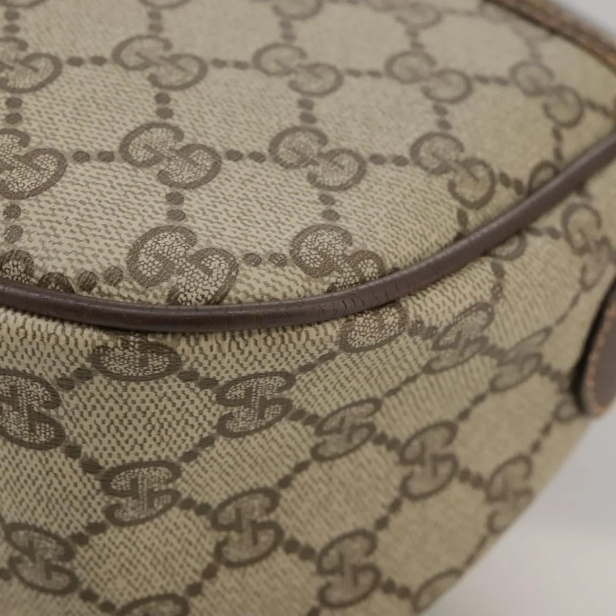 GUCCI GG Supreme Web Sherry Line Shoulder Bag PVC Beige 89 02 032 106357