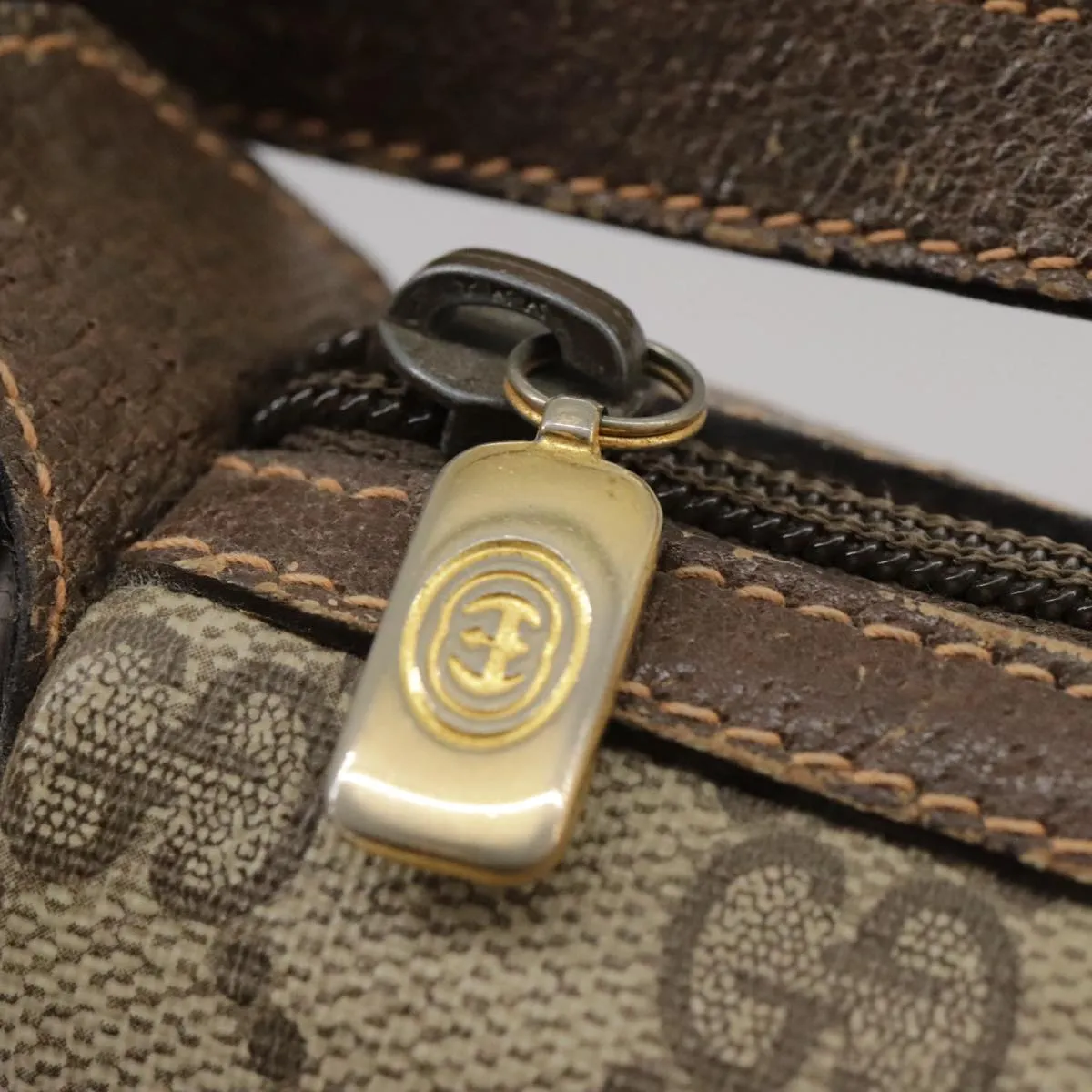 GUCCI GG Supreme Web Sherry Line Shoulder Bag PVC Beige 89 02 032 106357
