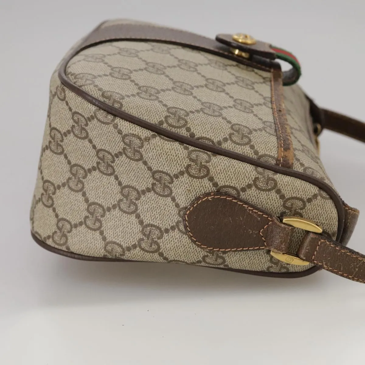 GUCCI GG Supreme Web Sherry Line Shoulder Bag PVC Beige 89 02 032 106357
