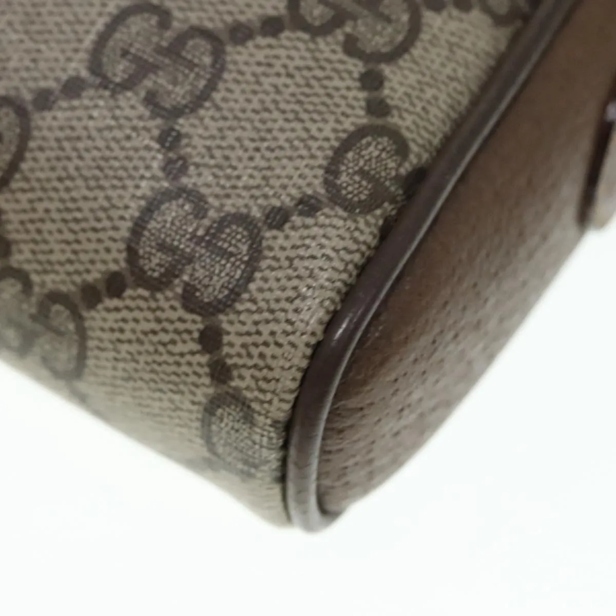 GUCCI GG Supreme Web Sherry Line Shoulder Bag PVC Beige Gold 90595