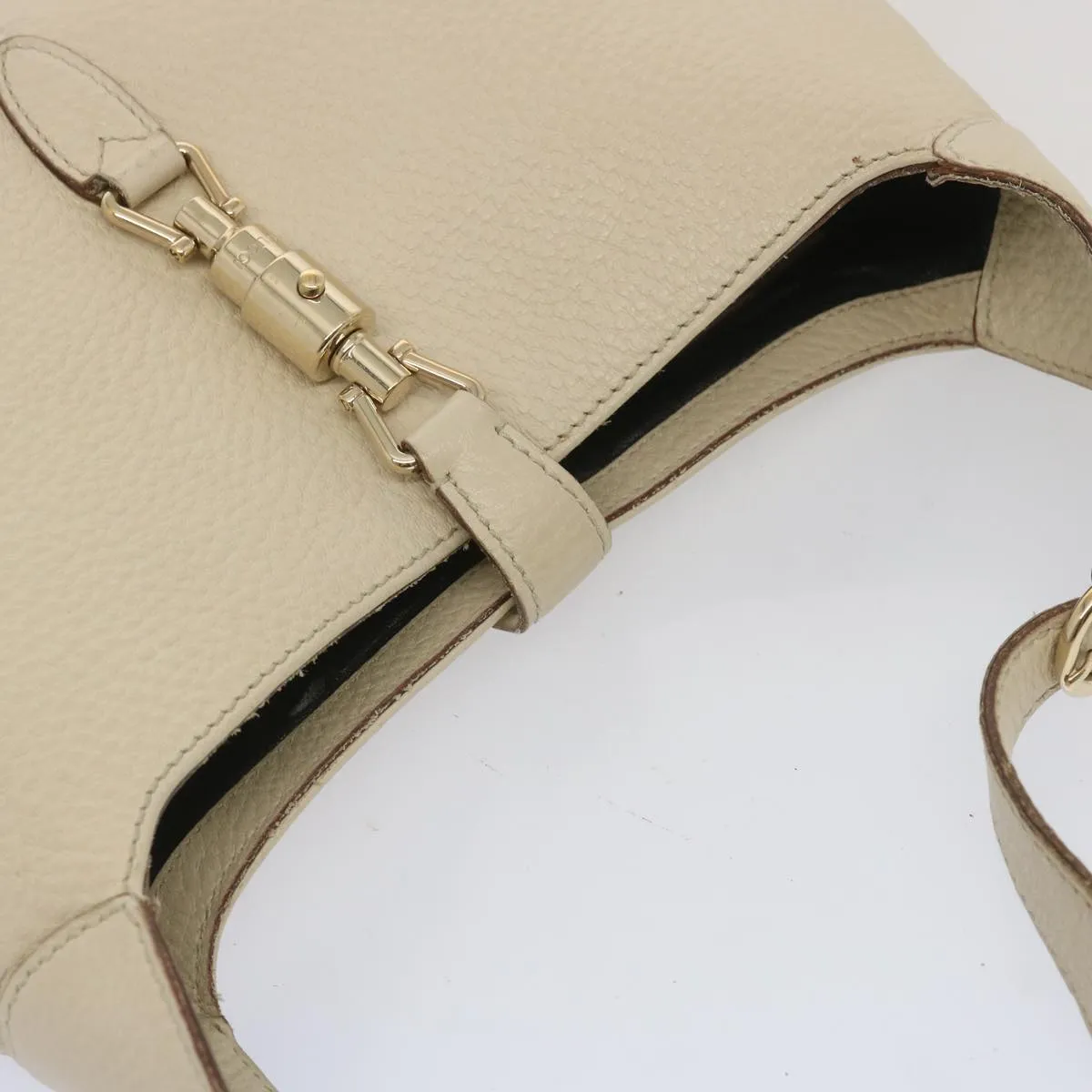 GUCCI Jackie Shoulder Bag Leather White 137335 fm3194