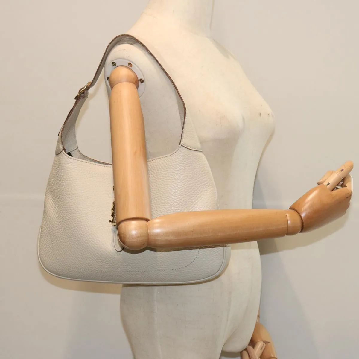 GUCCI Jackie Shoulder Bag Leather White 137335 fm3194
