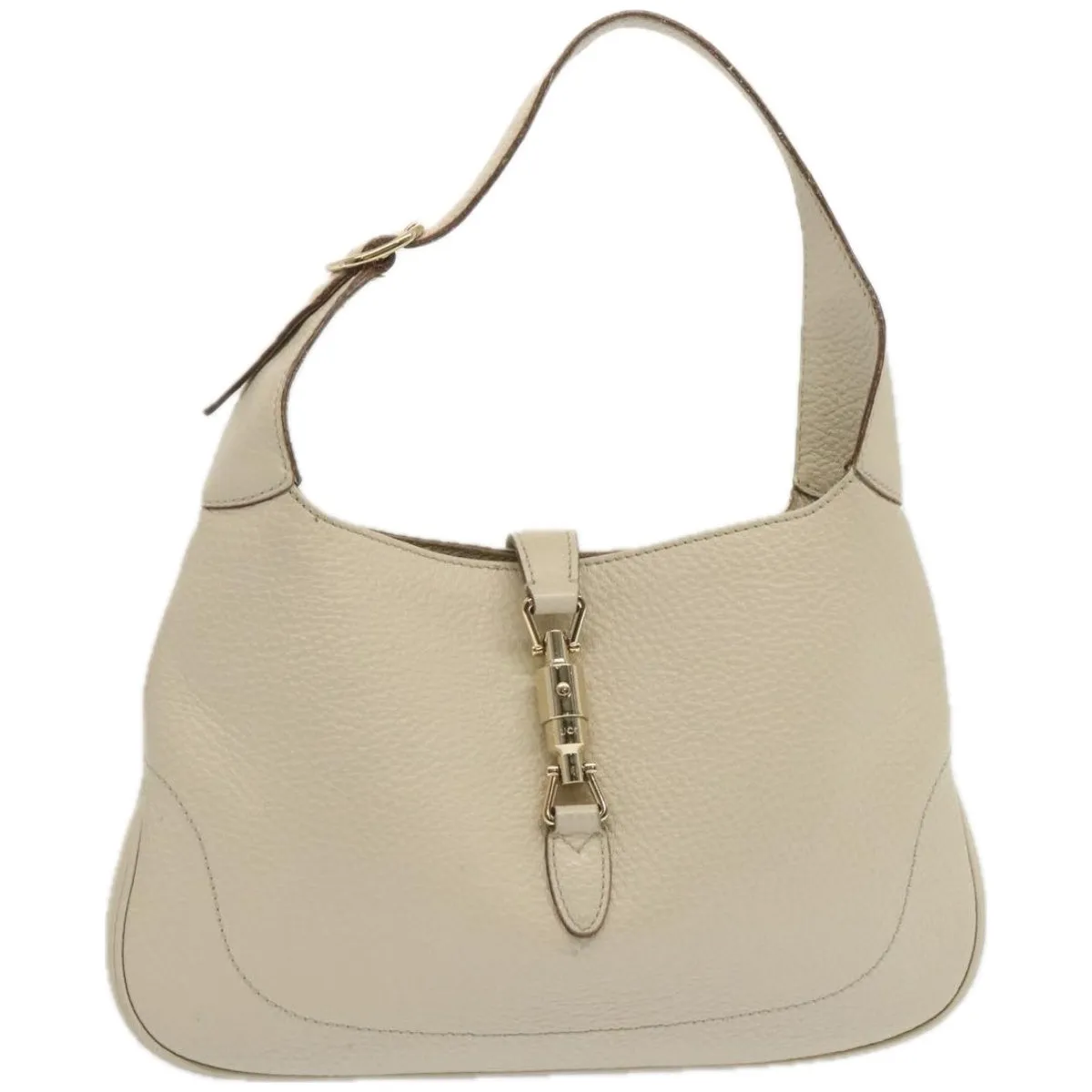 GUCCI Jackie Shoulder Bag Leather White 137335 fm3194