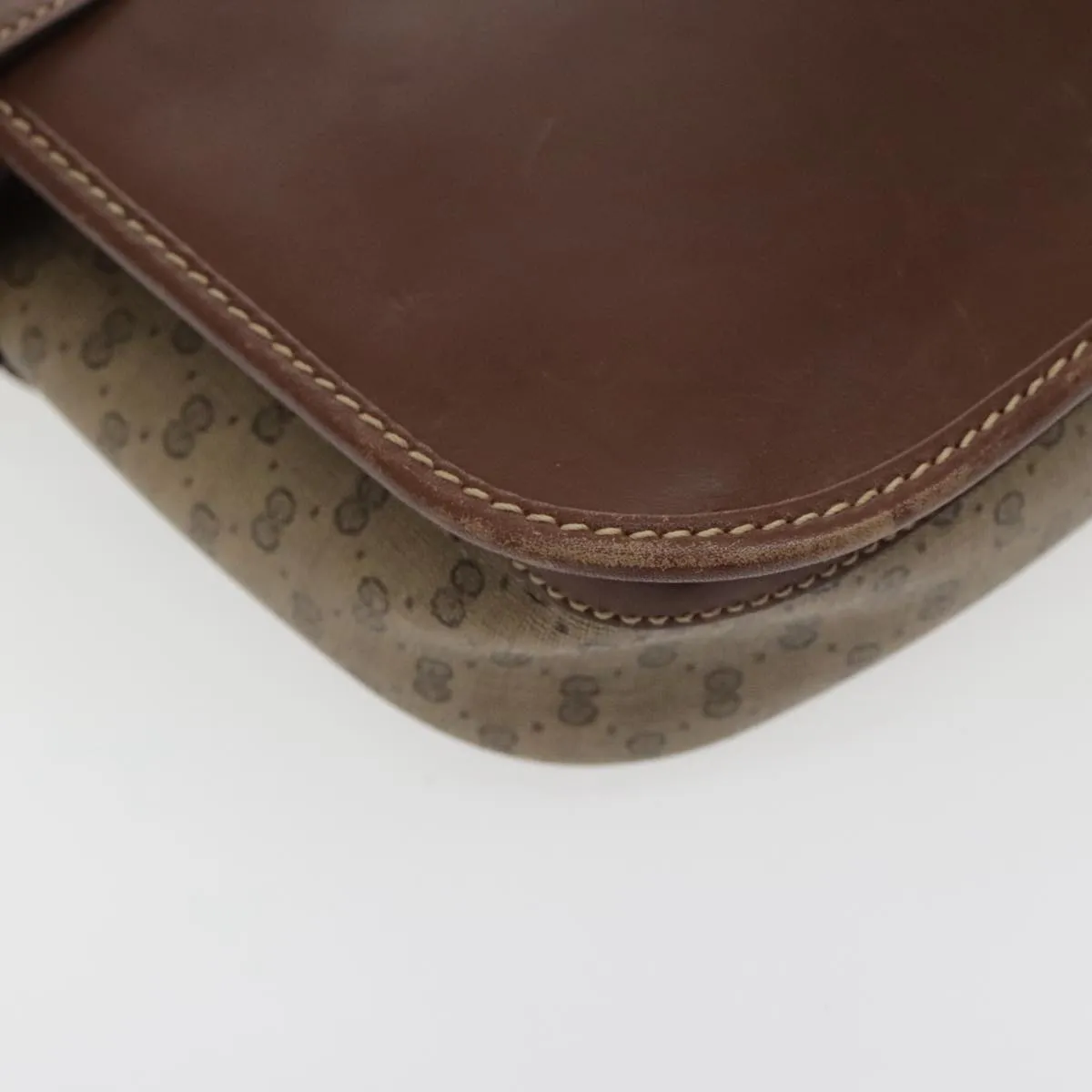 GUCCI Micro GG Supreme Shoulder Bag PVC Beige Gold Brown yk15470