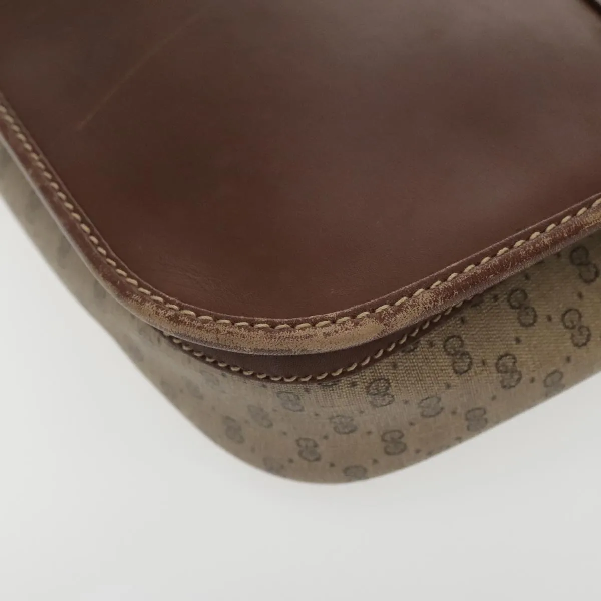 GUCCI Micro GG Supreme Shoulder Bag PVC Beige Gold Brown yk15470