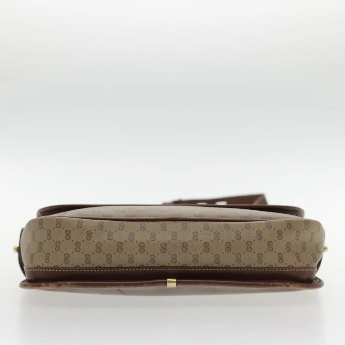 GUCCI Micro GG Supreme Shoulder Bag PVC Beige Gold Brown yk15470
