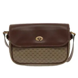 GUCCI Micro GG Supreme Shoulder Bag PVC Beige Gold Brown yk15470
