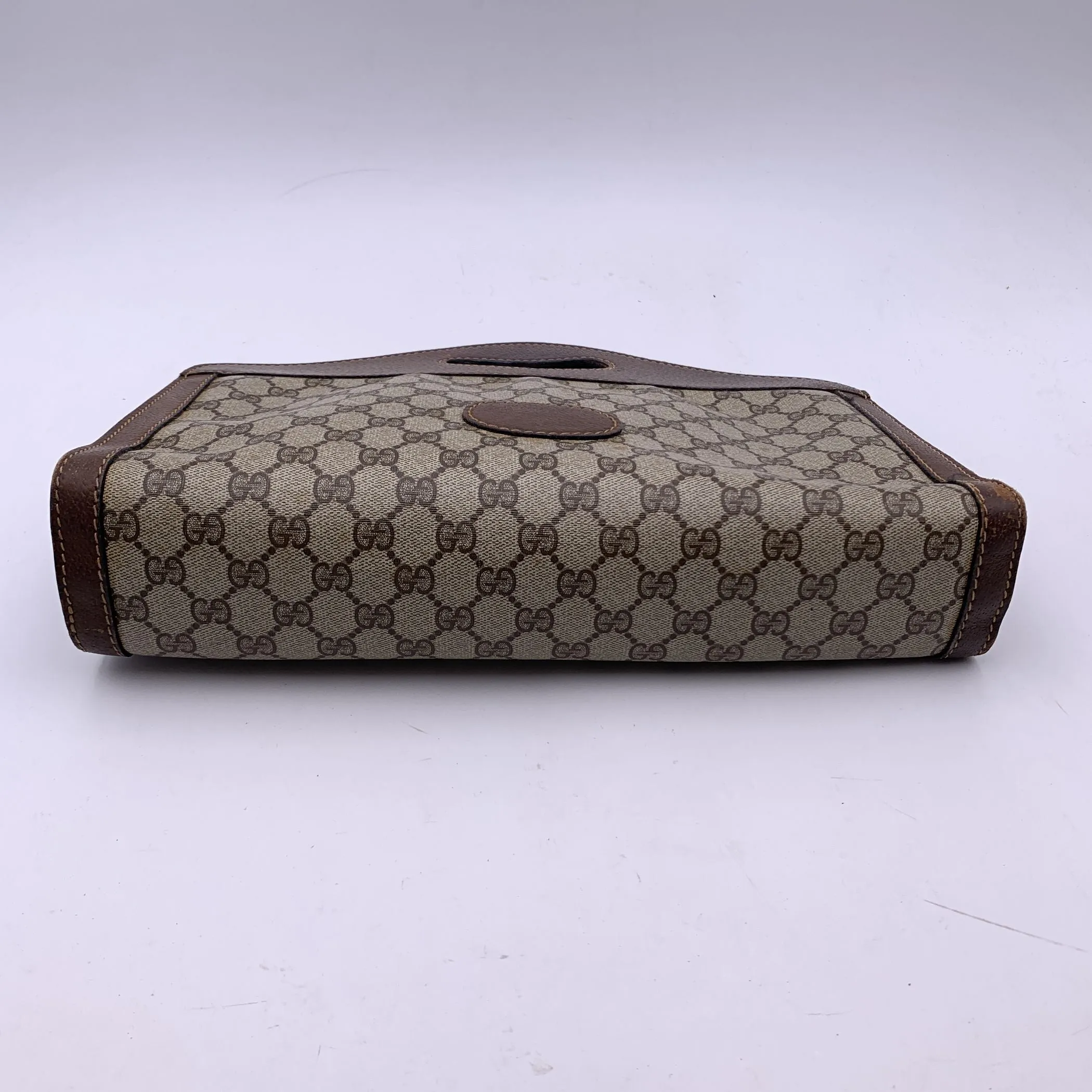 Gucci Vintage Beige Monogram Canvas and Leather Handbag Tote