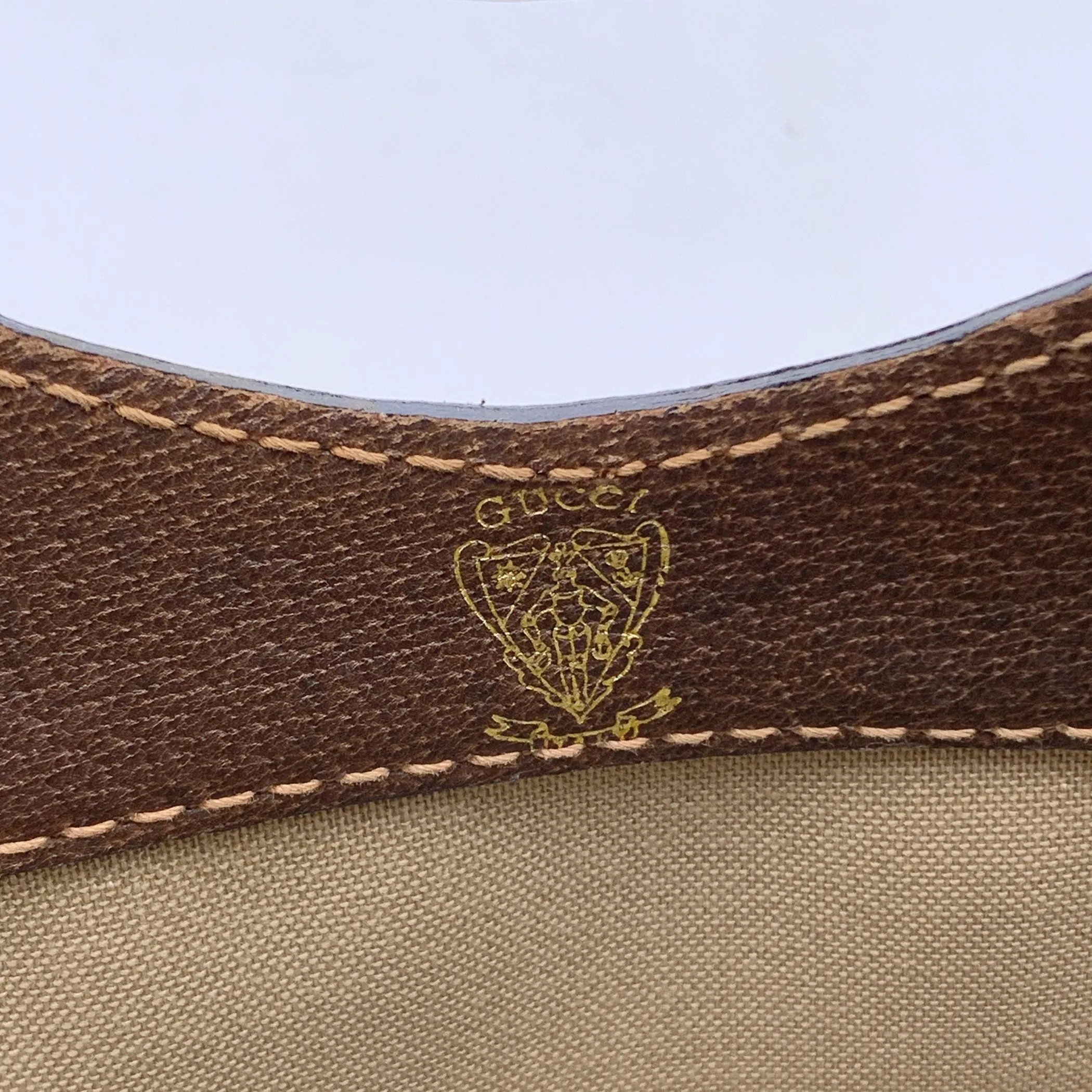 Gucci Vintage Beige Monogram Canvas and Leather Handbag Tote