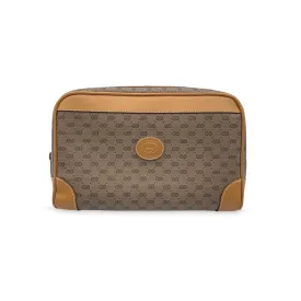Gucci Vintage Beige Monogram Canvas Cosmetic Bag Clutch Bag