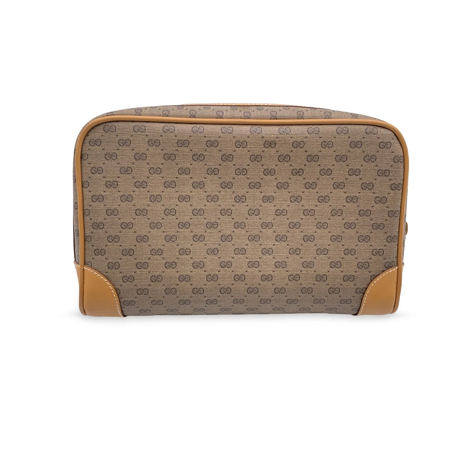 Gucci Vintage Beige Monogram Canvas Cosmetic Bag Clutch Bag