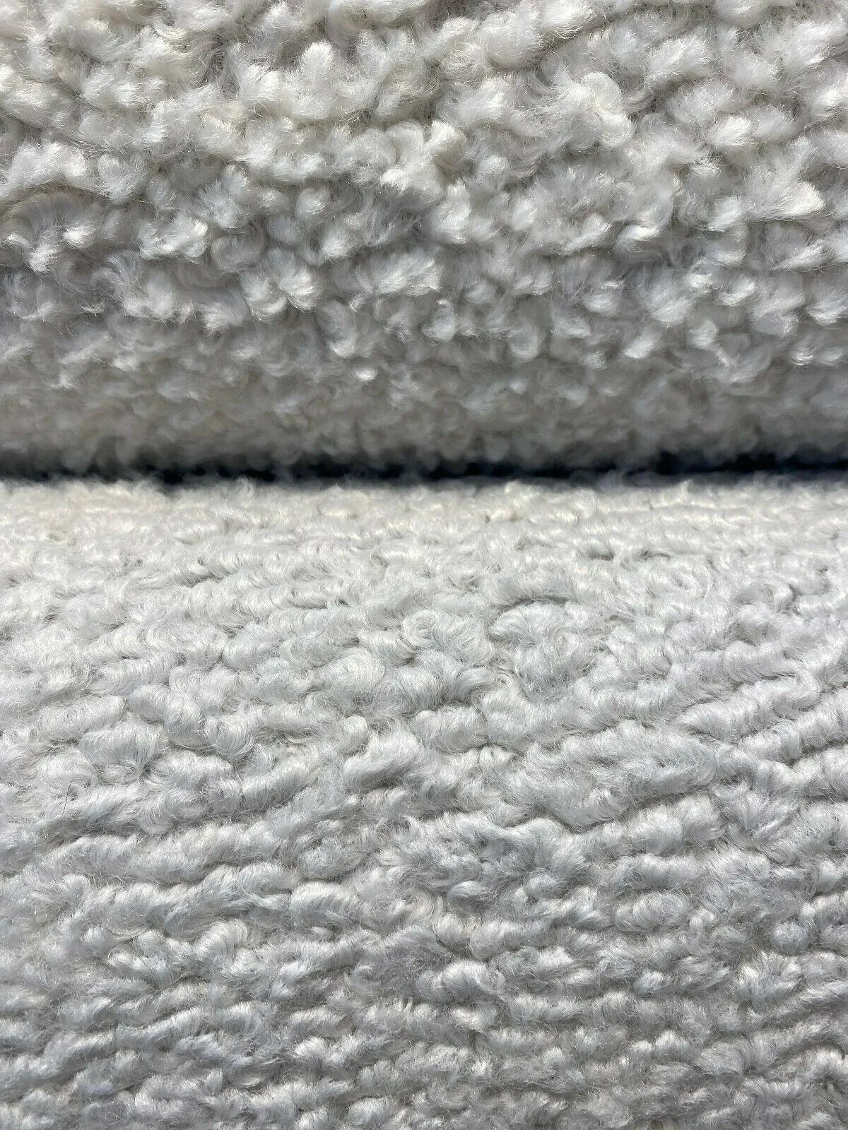 Italian Silver Faux Sheepskin Boucle Upholstery Fabric By The Yard