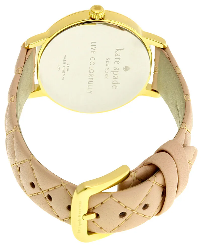 Kate Spade 1YRU0785 Metro Champagne Dial Leather Strap Women's Watch