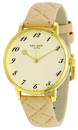 Kate Spade 1YRU0785 Metro Champagne Dial Leather Strap Women's Watch