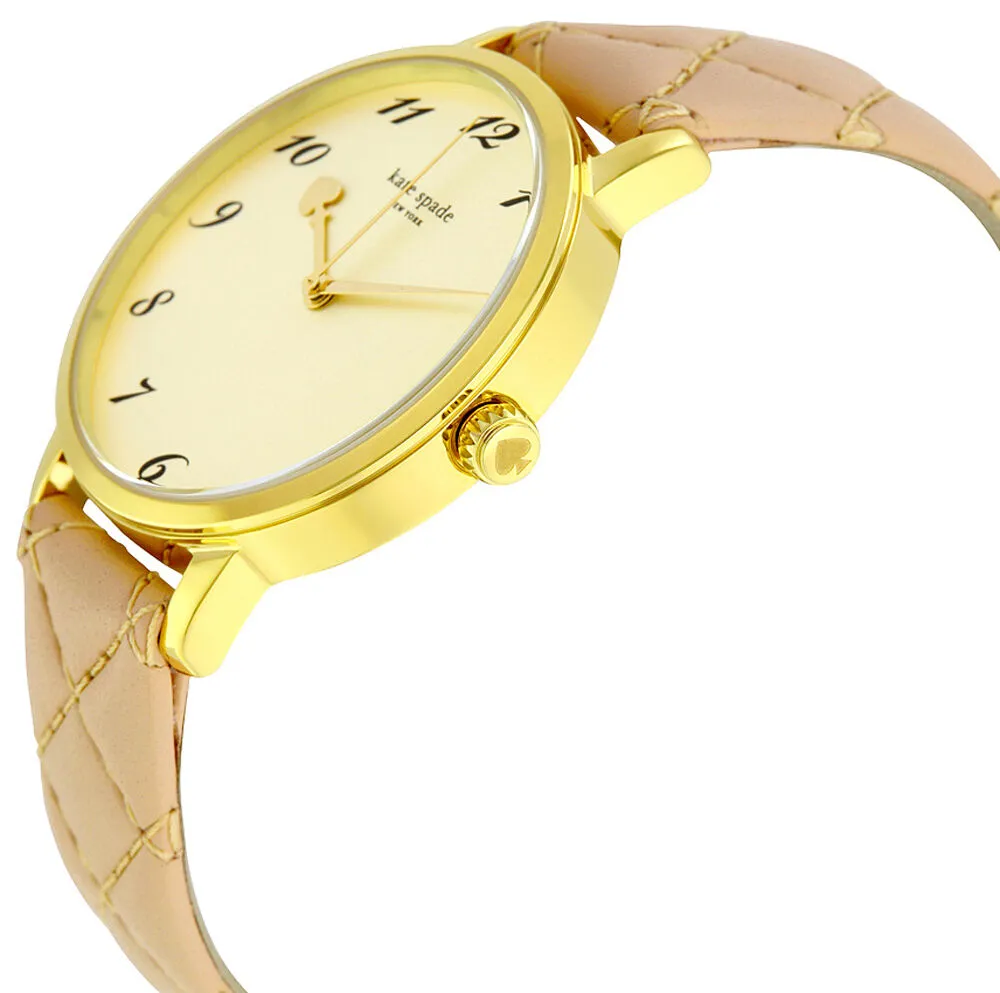 Kate Spade 1YRU0785 Metro Champagne Dial Leather Strap Women's Watch