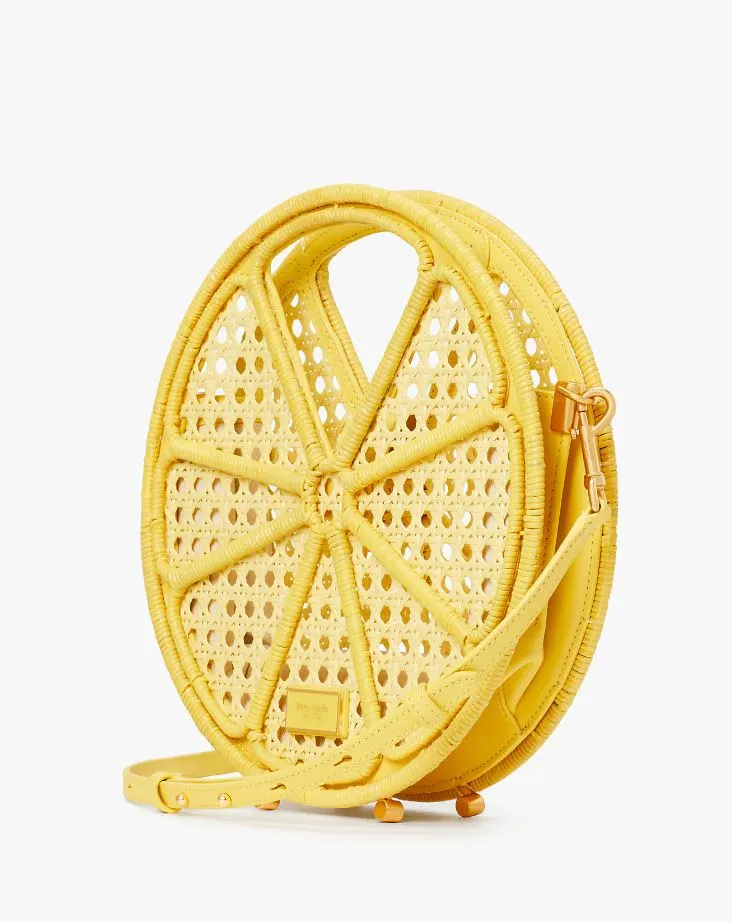 Kate Spade Lemon Drop Raffia Crossbody Handbag