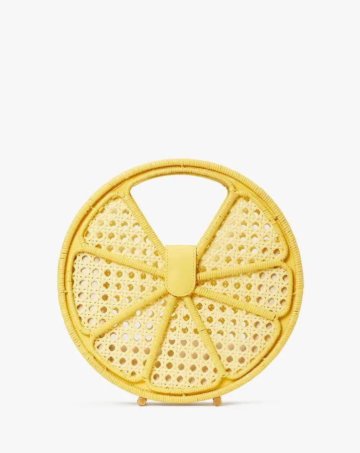 Kate Spade Lemon Drop Raffia Crossbody Handbag