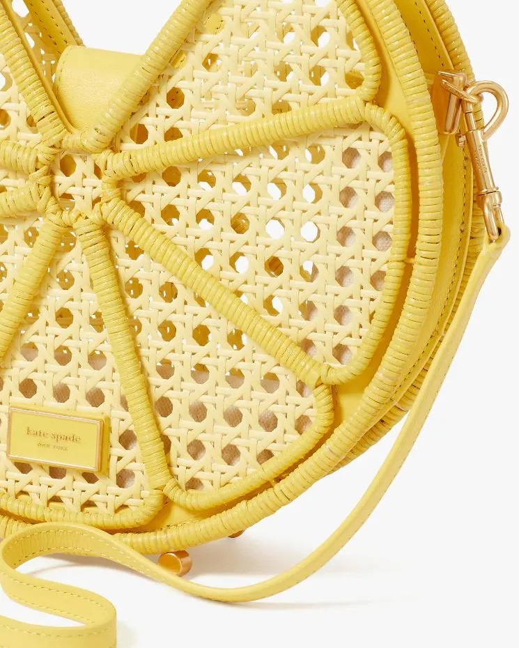 Kate Spade Lemon Drop Raffia Crossbody Handbag