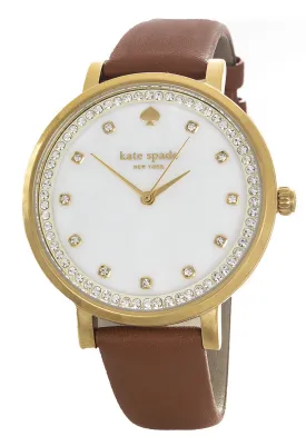 Kate Spade Monterey Mother of Pearl Dial Brown Leather Band Ladies Watch KSW1050