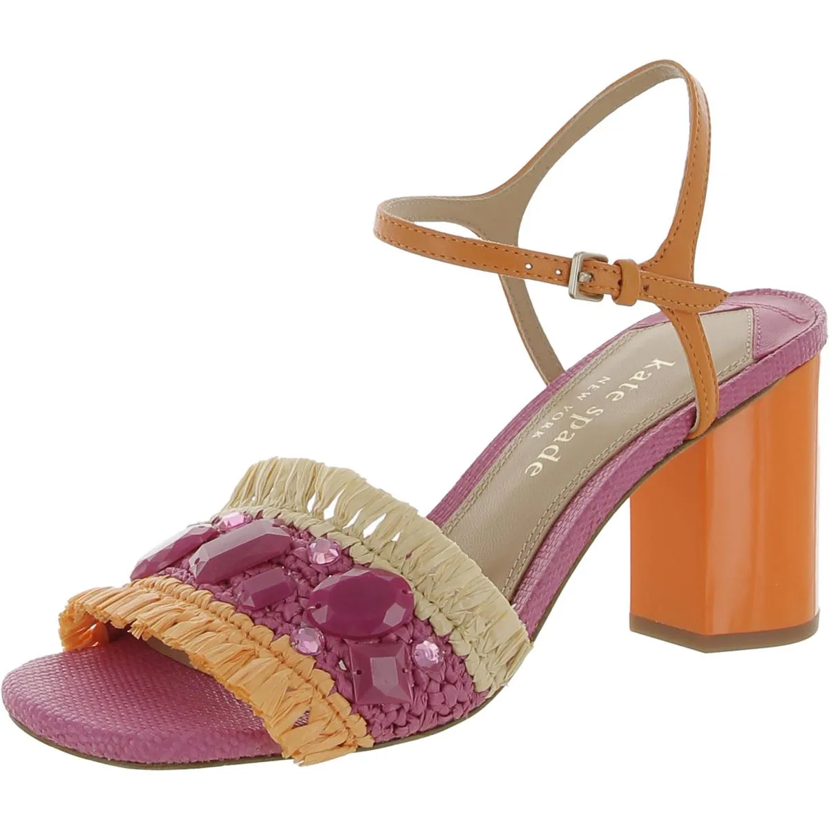 Kate Spade New York Womens Bora Bora Raffia Embellished Heels