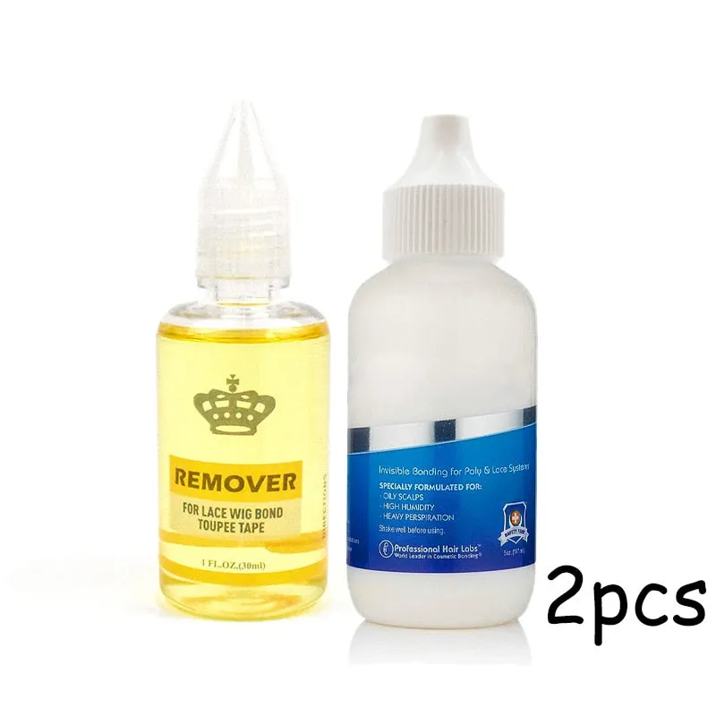 Lace Wig Glue Hair Replacement Adhesive 1.3oz 38ml and Wig Glue Remover 1oz 30ml Combine for Lace Front Wig Hair Extensions