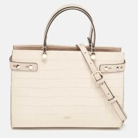 Light Pink Croc Embossed Leather Lady M Tote