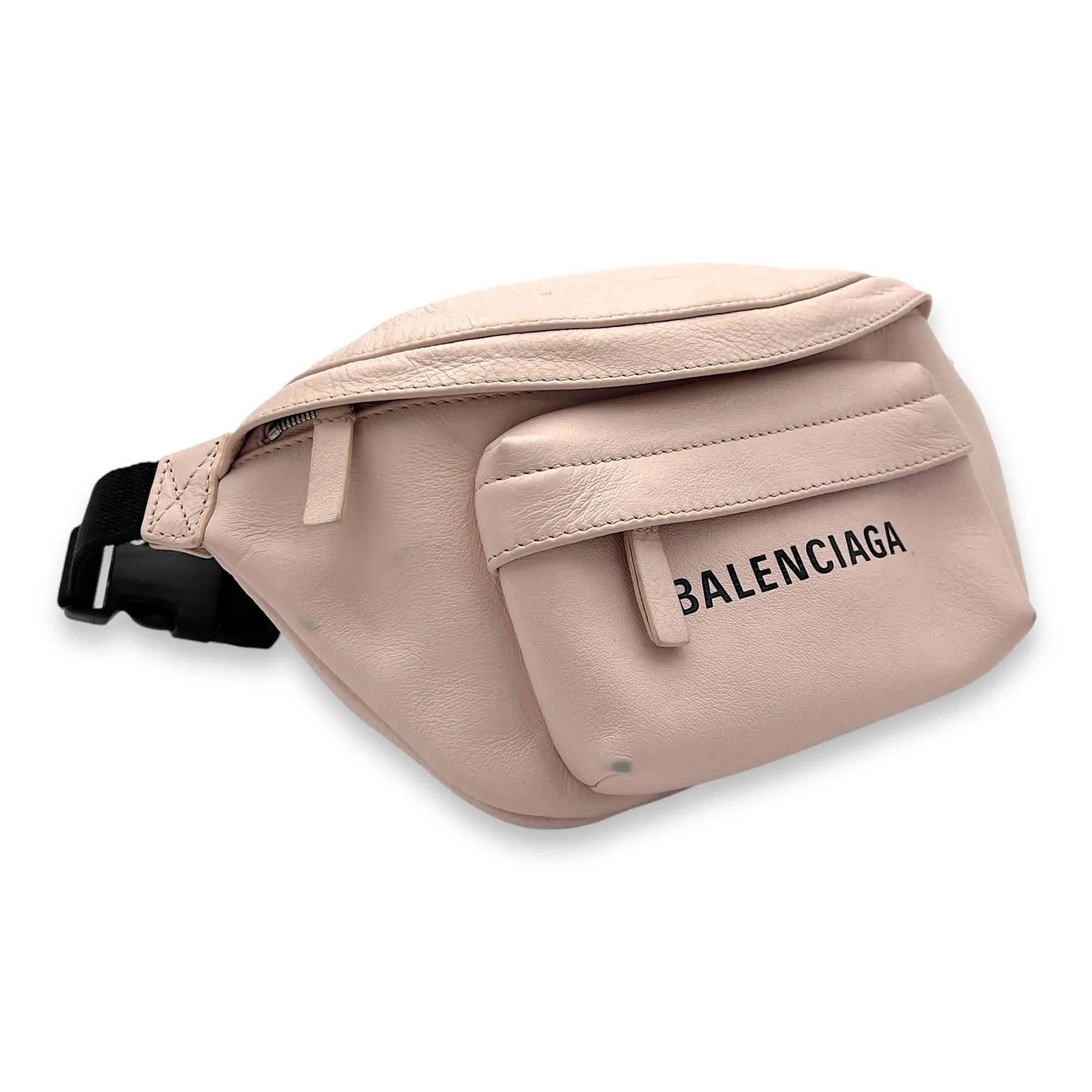 Logo NA Belt Bag Pink in Calfskin, Silver