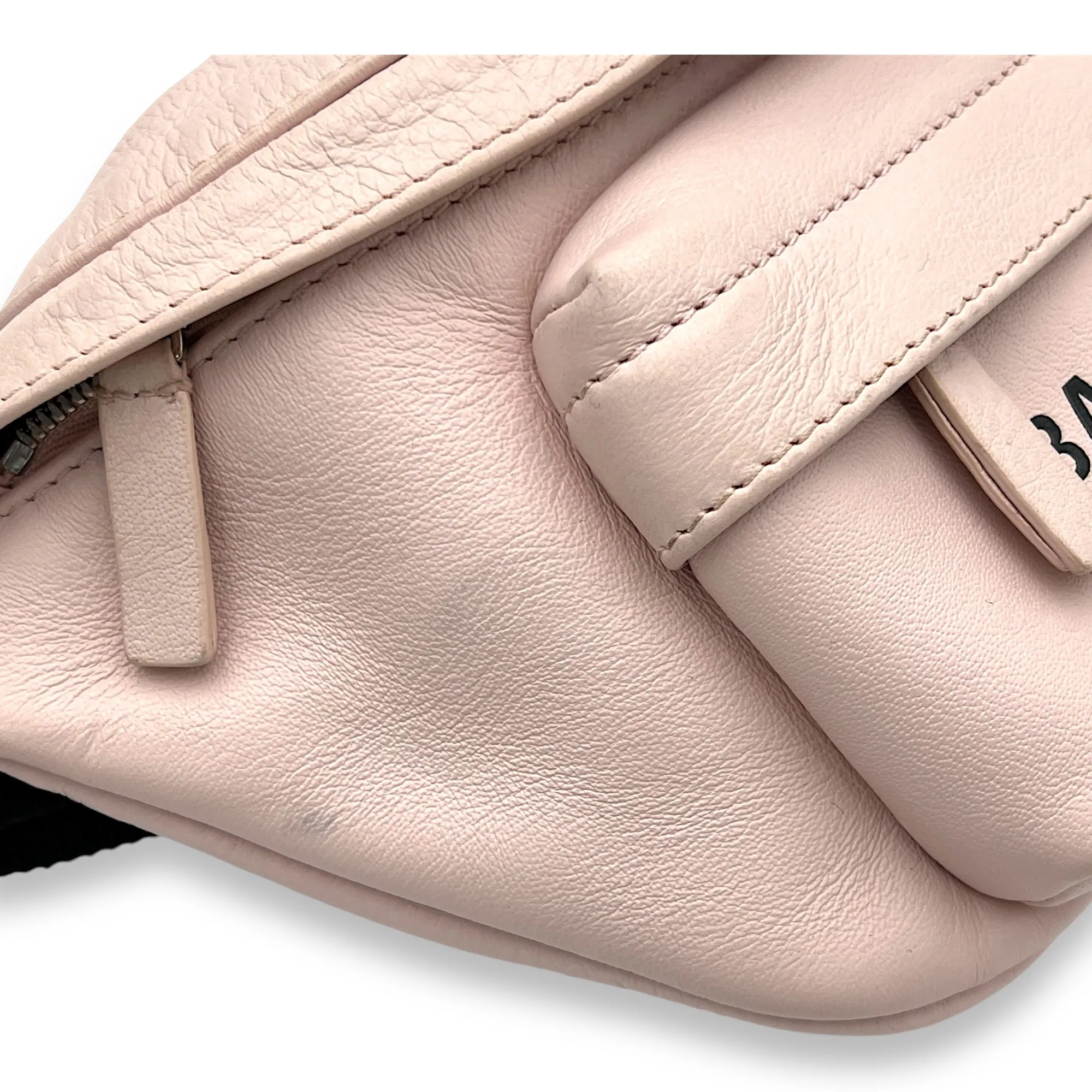 Logo NA Belt Bag Pink in Calfskin, Silver