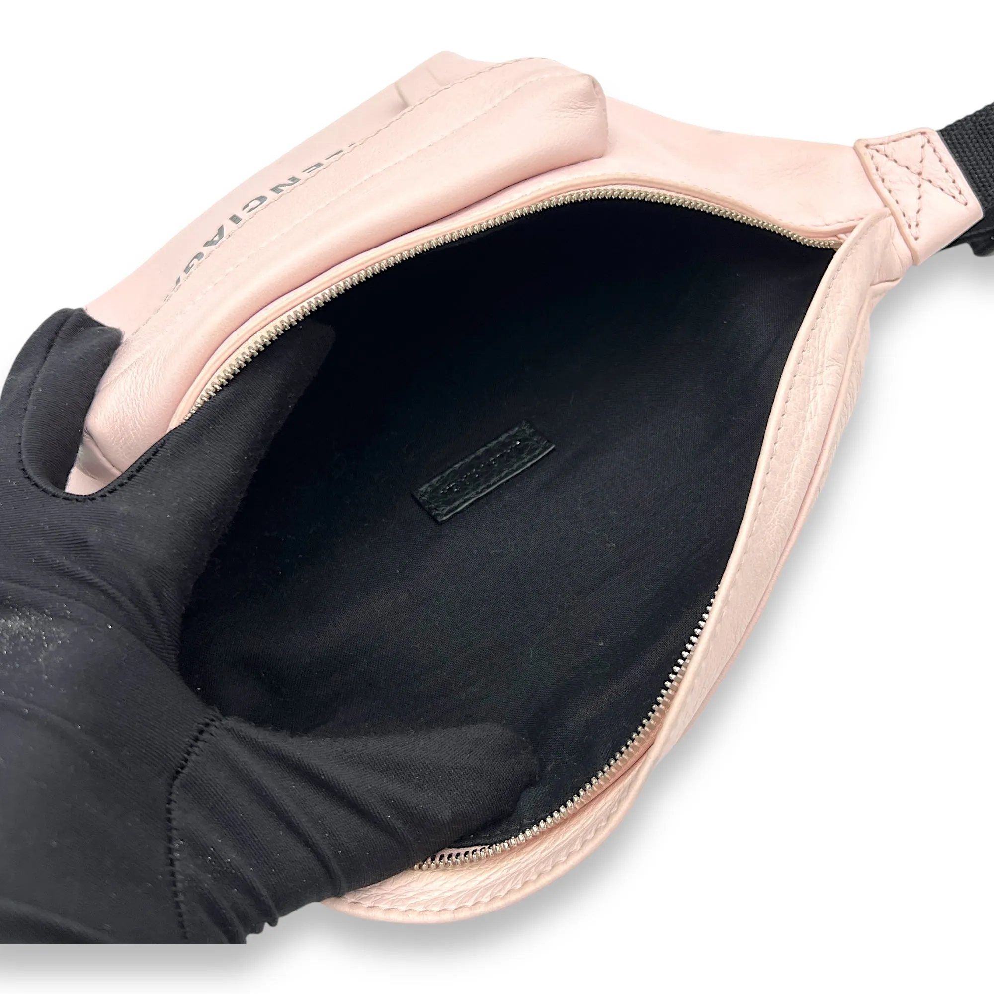 Logo NA Belt Bag Pink in Calfskin, Silver