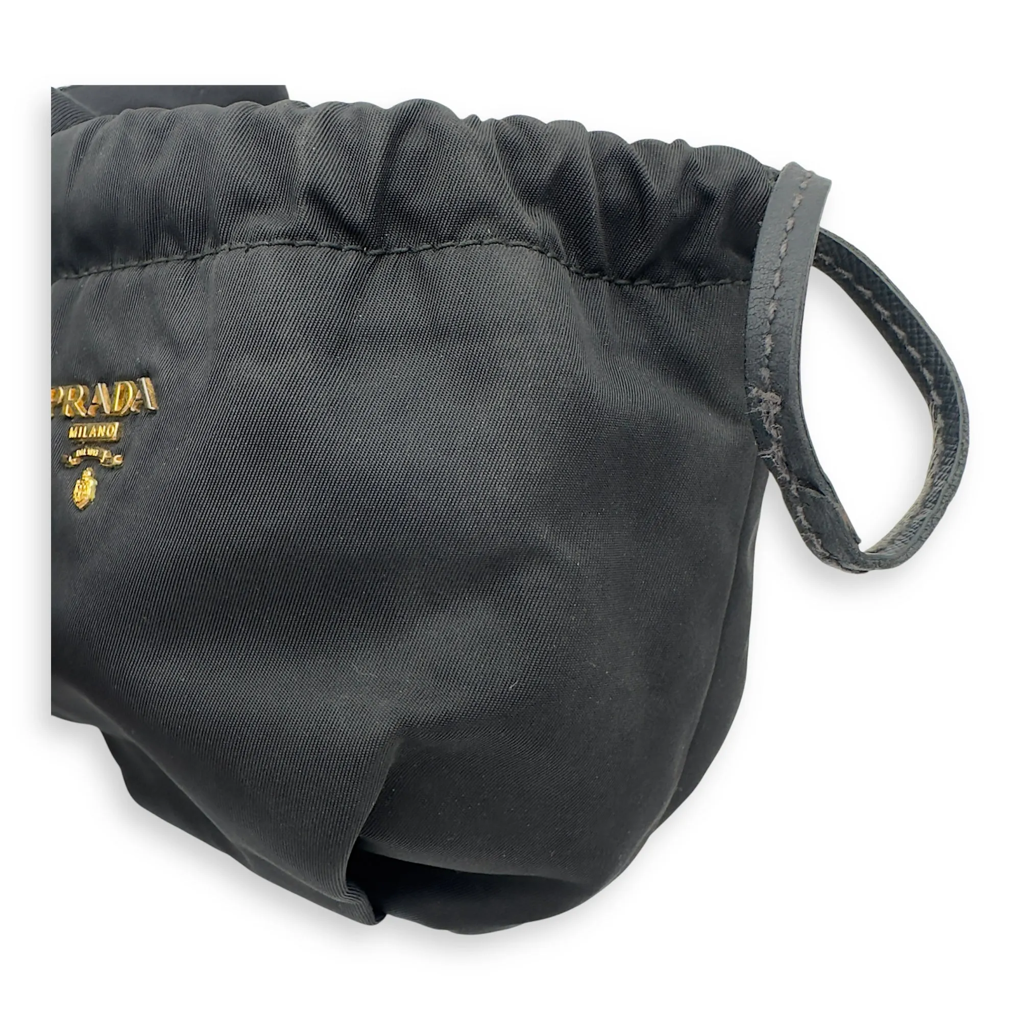 Logo Pouch Black in Nylon, Gold hardware