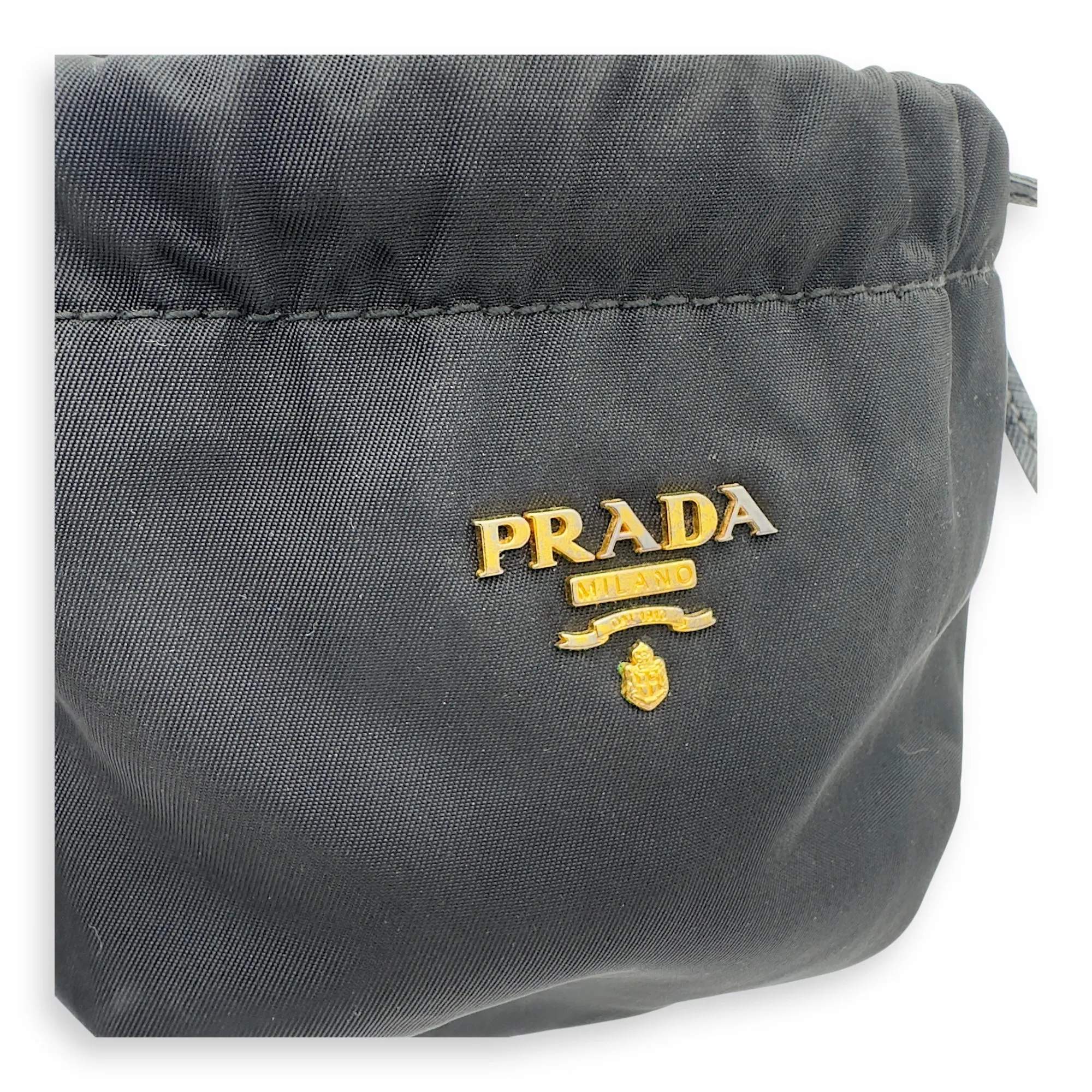Logo Pouch Black in Nylon, Gold hardware