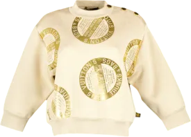 Louis Vuitton Beige / metallic "Trunks & Bags" Embossed Logo Sweatshirt UK XS