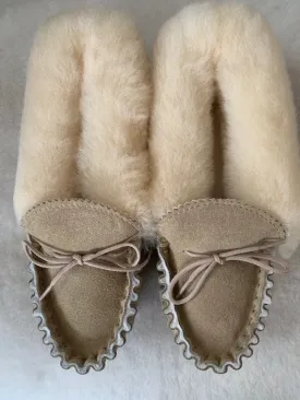 Luxury Sheepskin Lined Moccasin with Sheepskin Collar and Hard Sole | Claudia