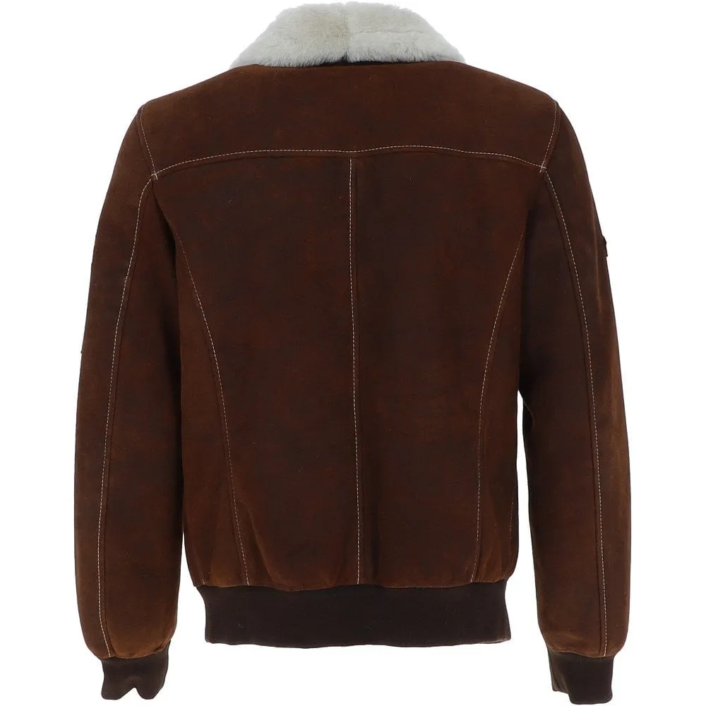 Men's Luxury Sheepskin Pilot Buff Brown Jacket