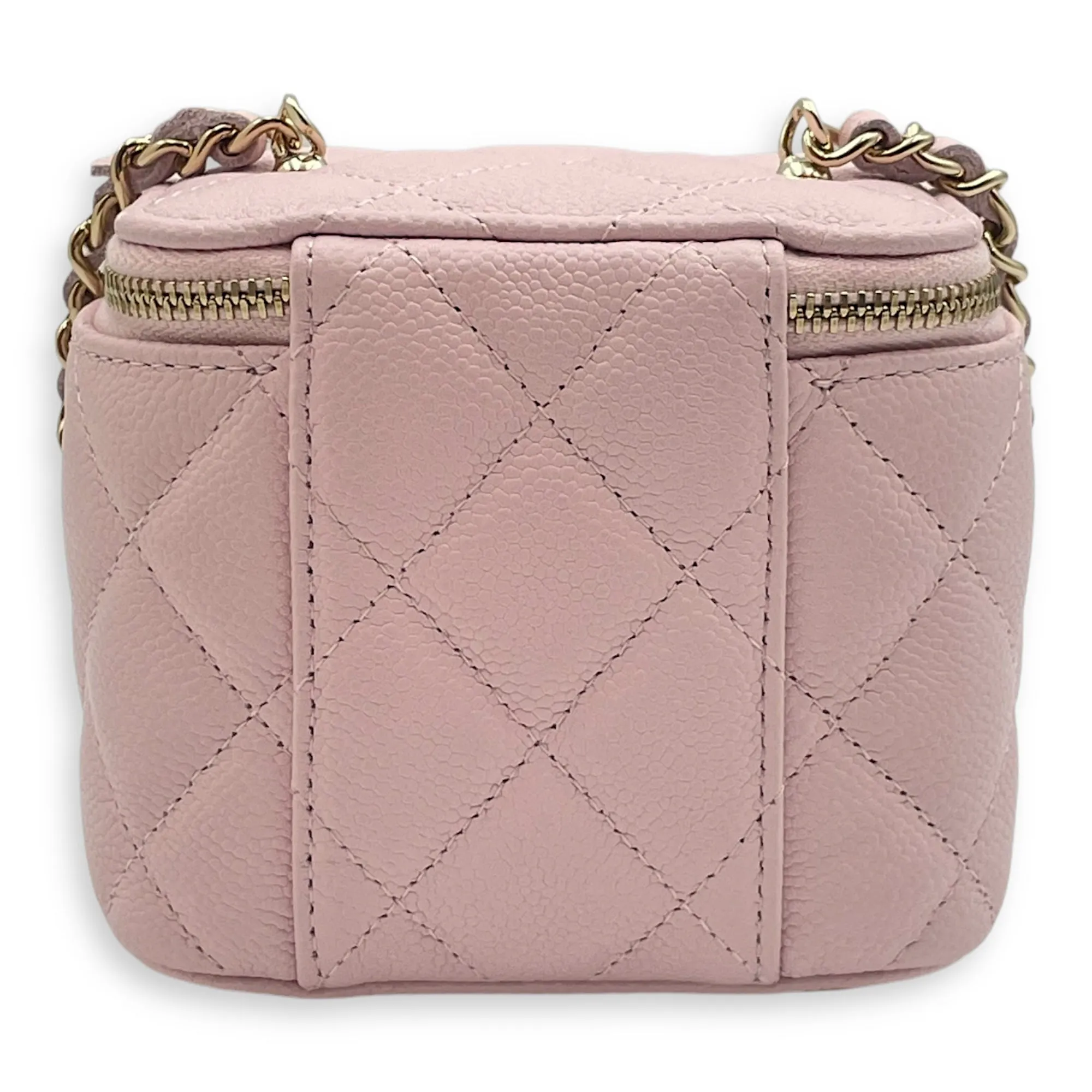 Mini Vanity with CC Chain Pink Vanity Bag in Caviar Leather, Light Gold hardware
